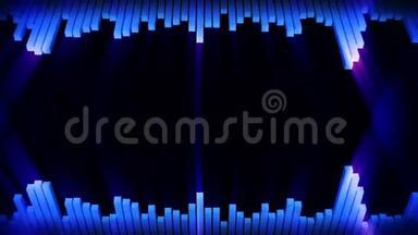 音频蓝波动画.. 均衡器发出的声波。 脉冲音乐播放器。 未来式数字声波概念.. 循环背景。